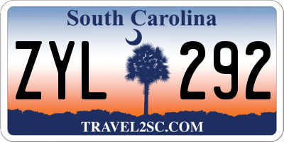 SC license plate ZYL292