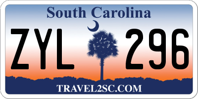 SC license plate ZYL296