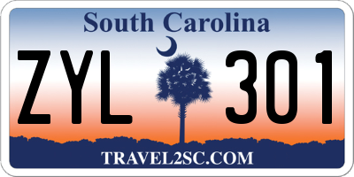 SC license plate ZYL301