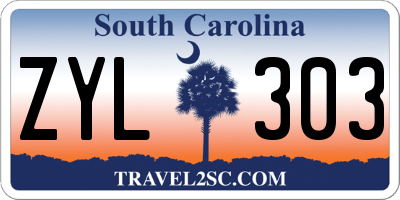 SC license plate ZYL303