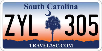 SC license plate ZYL305