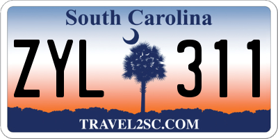 SC license plate ZYL311