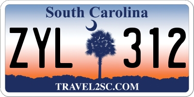 SC license plate ZYL312
