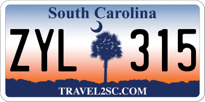 SC license plate ZYL315