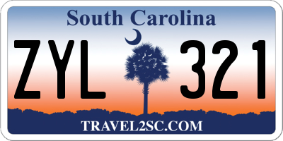 SC license plate ZYL321