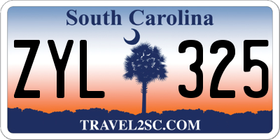 SC license plate ZYL325