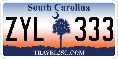 SC license plate ZYL333