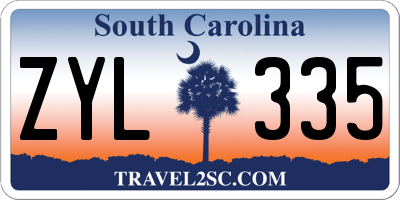 SC license plate ZYL335