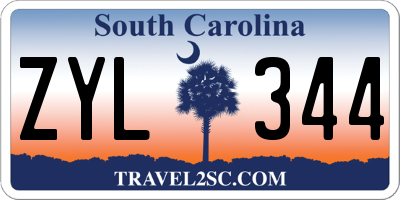 SC license plate ZYL344