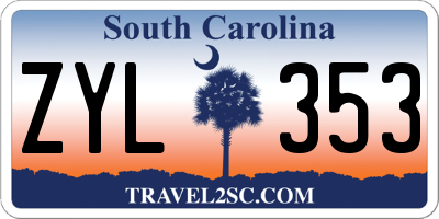 SC license plate ZYL353