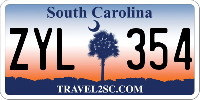 SC license plate ZYL354
