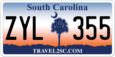 SC license plate ZYL355