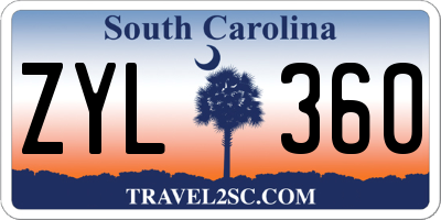 SC license plate ZYL360