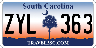 SC license plate ZYL363