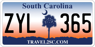 SC license plate ZYL365
