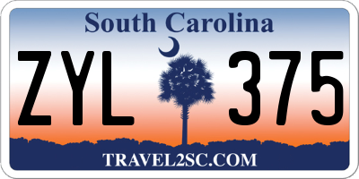 SC license plate ZYL375