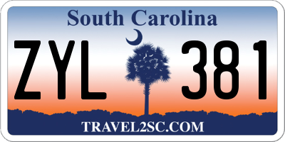 SC license plate ZYL381