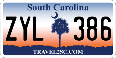SC license plate ZYL386