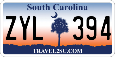 SC license plate ZYL394