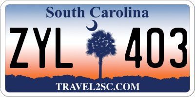 SC license plate ZYL403