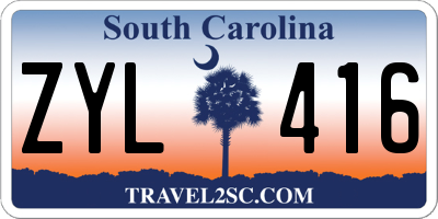SC license plate ZYL416