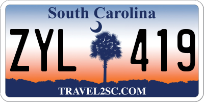 SC license plate ZYL419