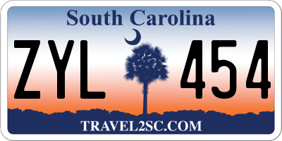 SC license plate ZYL454
