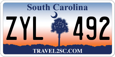 SC license plate ZYL492