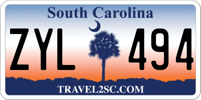 SC license plate ZYL494