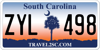 SC license plate ZYL498