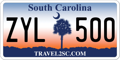 SC license plate ZYL500