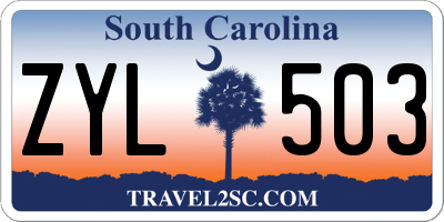 SC license plate ZYL503