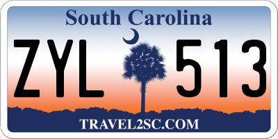 SC license plate ZYL513