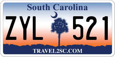 SC license plate ZYL521