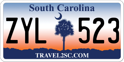 SC license plate ZYL523