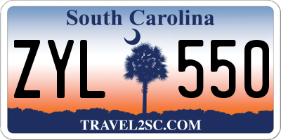 SC license plate ZYL550