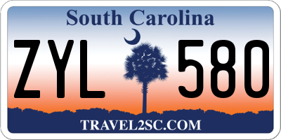 SC license plate ZYL580