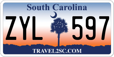 SC license plate ZYL597