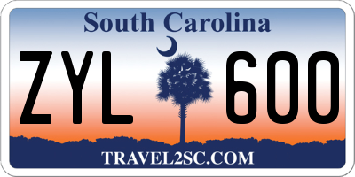 SC license plate ZYL600