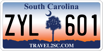 SC license plate ZYL601