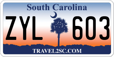 SC license plate ZYL603