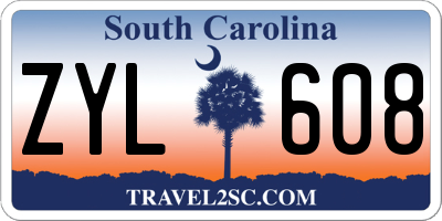 SC license plate ZYL608