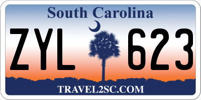 SC license plate ZYL623