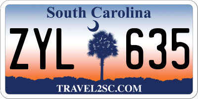 SC license plate ZYL635