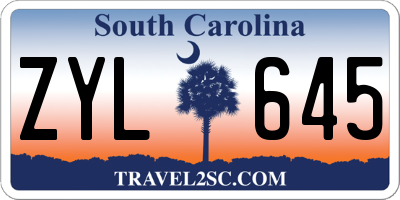 SC license plate ZYL645