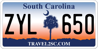 SC license plate ZYL650