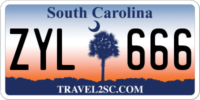 SC license plate ZYL666