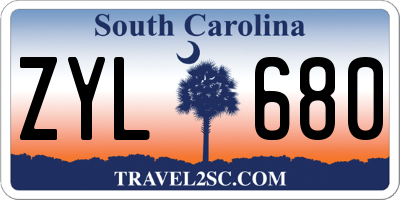 SC license plate ZYL680