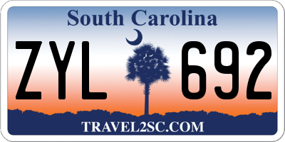 SC license plate ZYL692