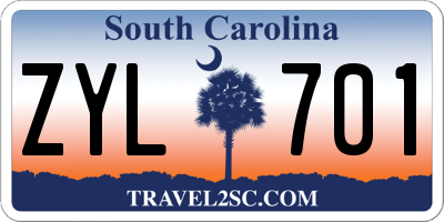 SC license plate ZYL701